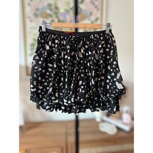 Vivienne Tam Polka Dot Tiered Mini Skirt Whimsygoth Black White Womens Medium